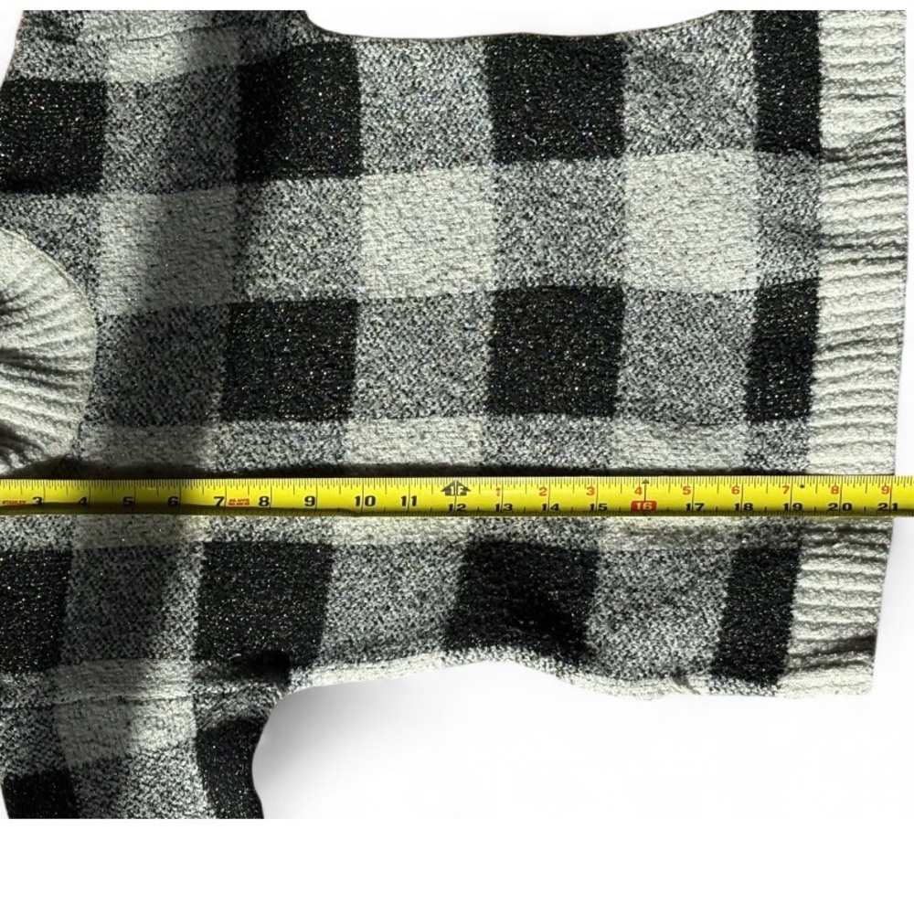 Cat & Jack Black White Plaid Check Mock Neck Sweater | Kids 10/12 - Picture 5 of 8